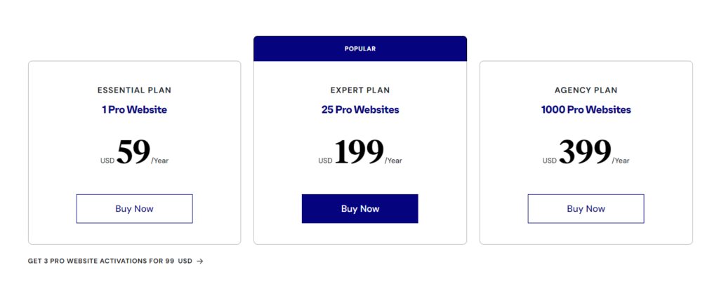 Elementor page builder pricing plans